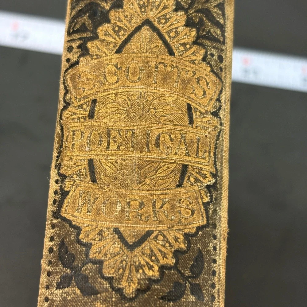 Sir Walter Scott Poetical Works OS Antique Green Gilt Embossed Victorian Book‎